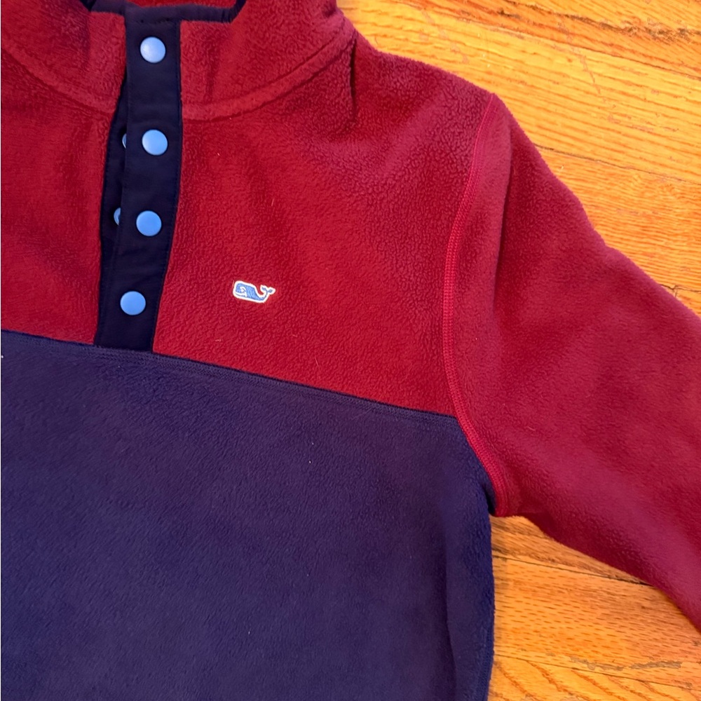Vineyard Vines 12/14 Boy Red and Navy Fleece Pullover